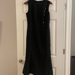 Black Sleeveless Midi Dress with Button Detail. Banana Republic. Never worn.